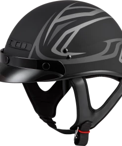 Riding Gear Gmax 72-5424 GM-35 Full Dressed Half Helmet Derk Matte Black/Silver