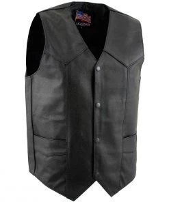 USA Leather 1201 Men's Black'Club' Classic Original Leather Vest