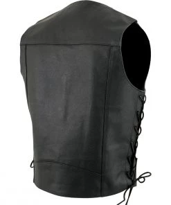 USA Leather 1202 Men's Black Classic ‘Laced’ Leather 4 Button Vest