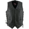 USA Leather 1202 Men's Black Classic ‘Laced’ Leather 4 Button Vest