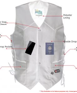 USA Leather 1202 Men's Black Classic ‘Laced’ Leather 4 Button Vest