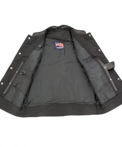 USA Leather 1205 Men's Black'Combat' Leather Motorcycle Vest Motorcycle Vests