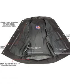 USA Leather 1205 Men's Black'Combat' Leather Motorcycle Vest Motorcycle Vests