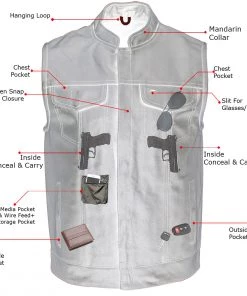 USA Leather 1205 Men's Black'Combat' Leather Motorcycle Vest Motorcycle Vests