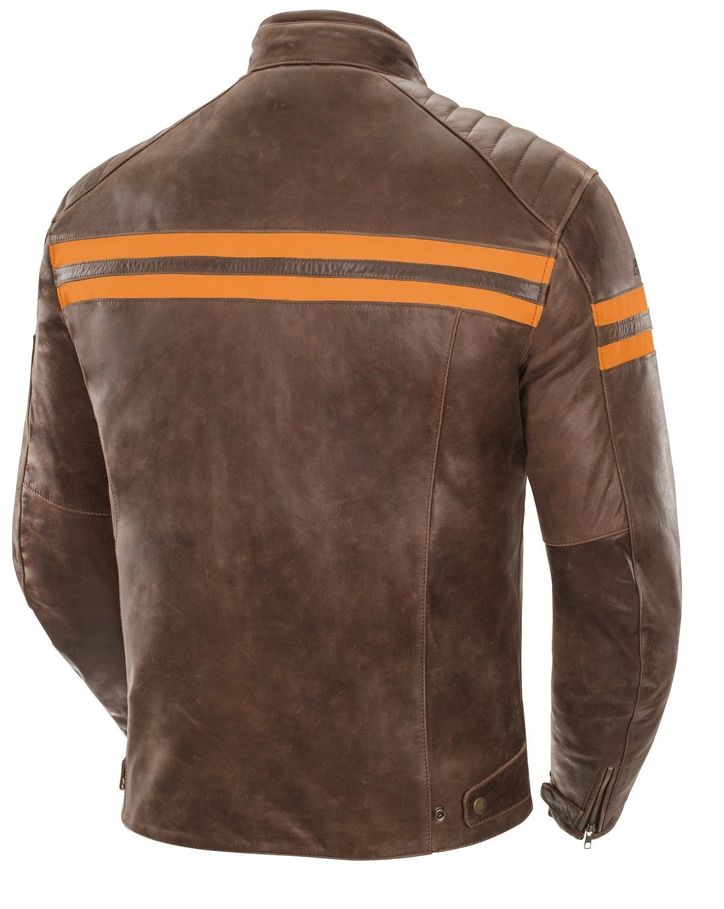 Joe Rocket 'Classic 92' Mens Brown/Orange Leather Motorcycle Jacket Motorcycle Jackets