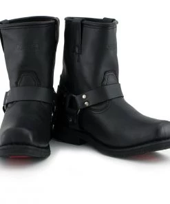 Xelement Footwear Xelement 1436 Men's'Butch' Black Leather Short Harness Motorcycle Boots