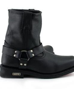 Xelement Footwear Xelement 1436 Men's'Butch' Black Leather Short Harness Motorcycle Boots