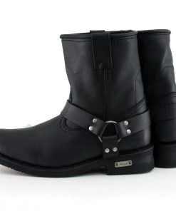 Xelement Footwear Xelement 1436 Men's'Butch' Black Leather Short Harness Motorcycle Boots