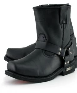 Xelement Footwear Xelement 1436 Men's'Butch' Black Leather Short Harness Motorcycle Boots