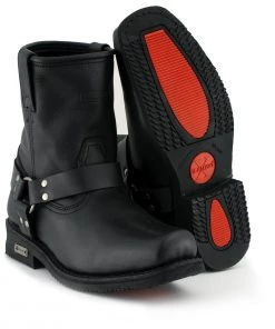 Xelement Footwear Xelement 1436 Men's 'Butch' Black Leather Short Harness Motorcycle Boots