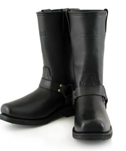 Xelement Footwear Xelement 1442 Men's 'Classic Harness' Black Leather Motorcycle Biker Boots (in Wide And Regular Width)
