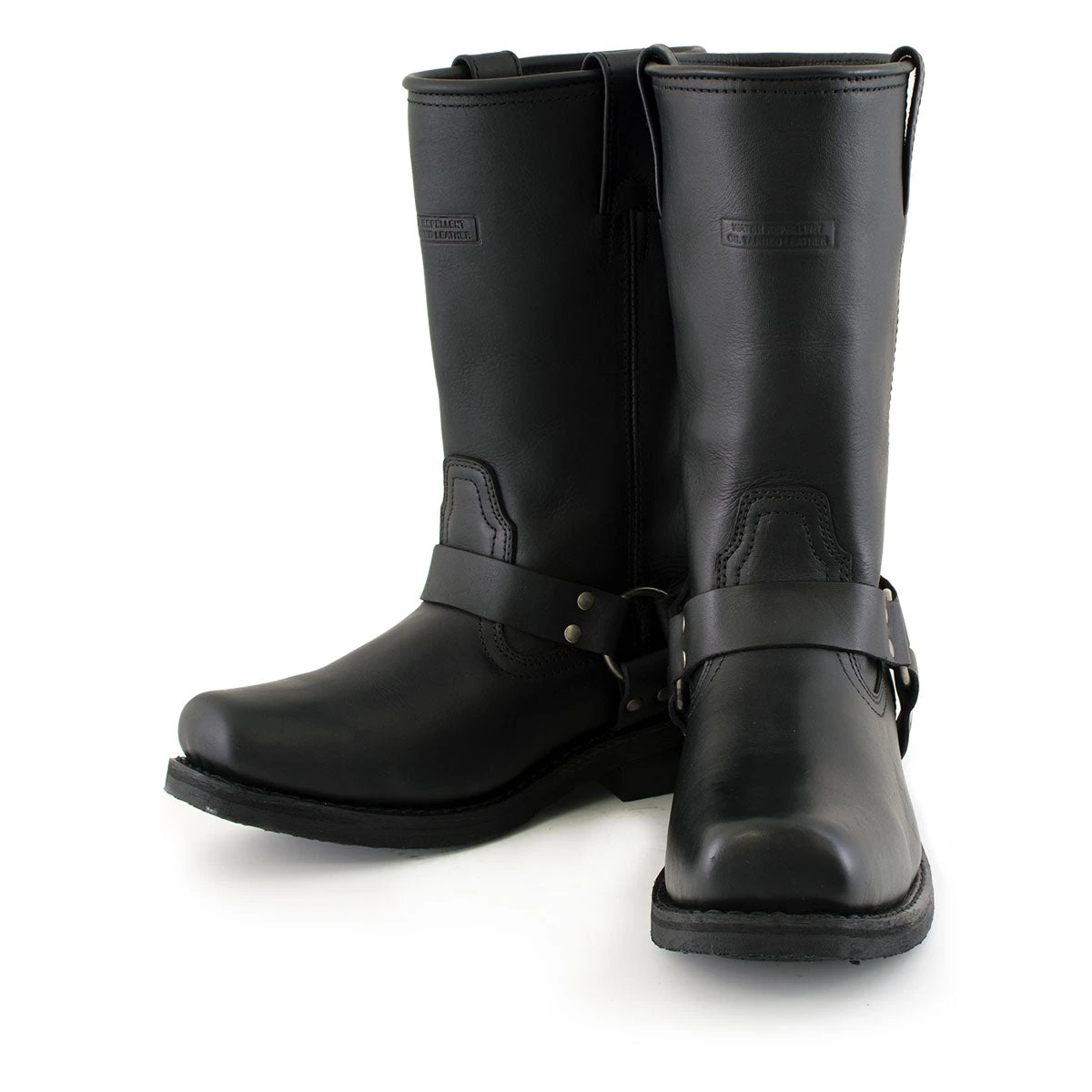 Xelement Footwear Xelement 1442 Men's 'Classic Harness' Black Leather Motorcycle Biker Boots (in Wide And Regular Width)