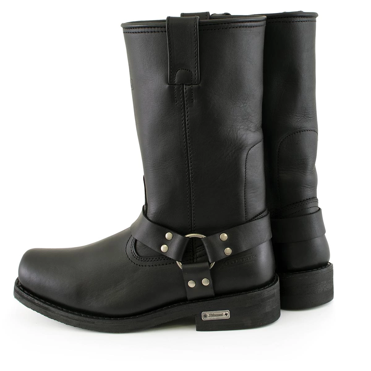 Xelement Footwear Xelement 1442 Men's 'Classic Harness' Black Leather Motorcycle Biker Boots (in Wide And Regular Width)