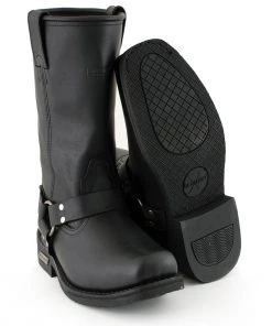 Xelement Footwear Xelement 1442 Men's 'Classic Harness' Black Leather Motorcycle Biker Boots (in Wide And Regular Width)