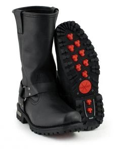 Xelement Footwear Riding Gear Xelement 1443 Men's 'Rider' Black Leather Harness Motorcycle Biker Boots