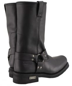 Xelement Footwear Xelement 1444 Men's'Rubble' Black Leather Harness Motorcycle Biker Boots