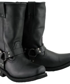 Xelement Footwear Xelement 1444 Men's 'Rubble' Black Leather Harness Motorcycle Biker Boots