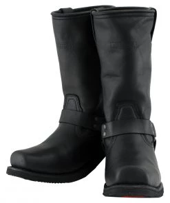 Xelement Footwear Xelement 1444 Men's'Rubble' Black Leather Harness Motorcycle Biker Boots