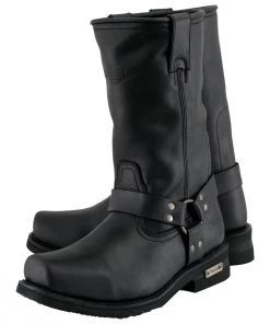 Xelement Footwear Xelement 1444 Men's'Rubble' Black Leather Harness Motorcycle Biker Boots