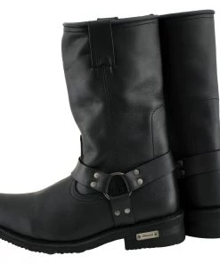 Xelement Footwear Xelement 1444 Men's'Rubble' Black Leather Harness Motorcycle Biker Boots