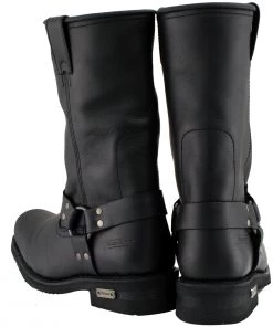 Xelement Footwear Xelement 1444 Men's'Rubble' Black Leather Harness Motorcycle Biker Boots