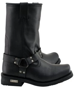Xelement Footwear Xelement 1444 Men's'Rubble' Black Leather Harness Motorcycle Biker Boots