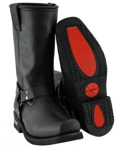 Xelement Footwear Xelement 1444 Men's 'Rubble' Black Leather Harness Motorcycle Biker Boots