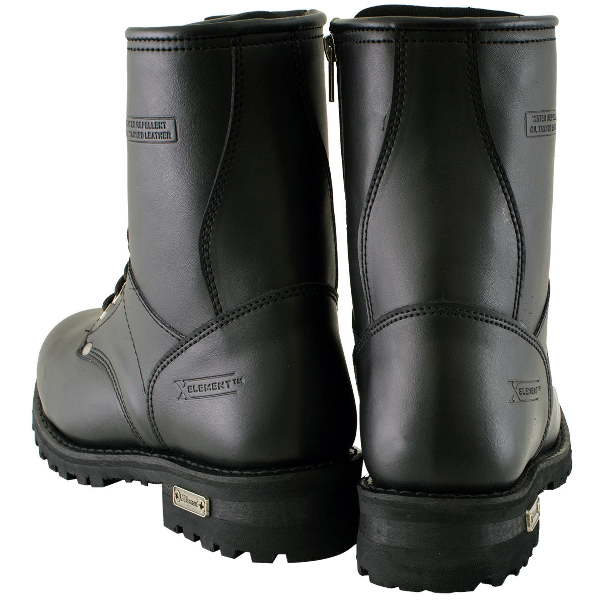 Xelement Footwear Riding Gear Xelement 1446 Men's 'Vigilant' Black Leather Logger Boots With Inside Zipper
