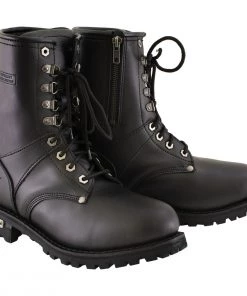 Xelement Footwear Riding Gear Xelement 1446 Men's'Vigilant' Black Leather Logger Boots With Inside Zipper
