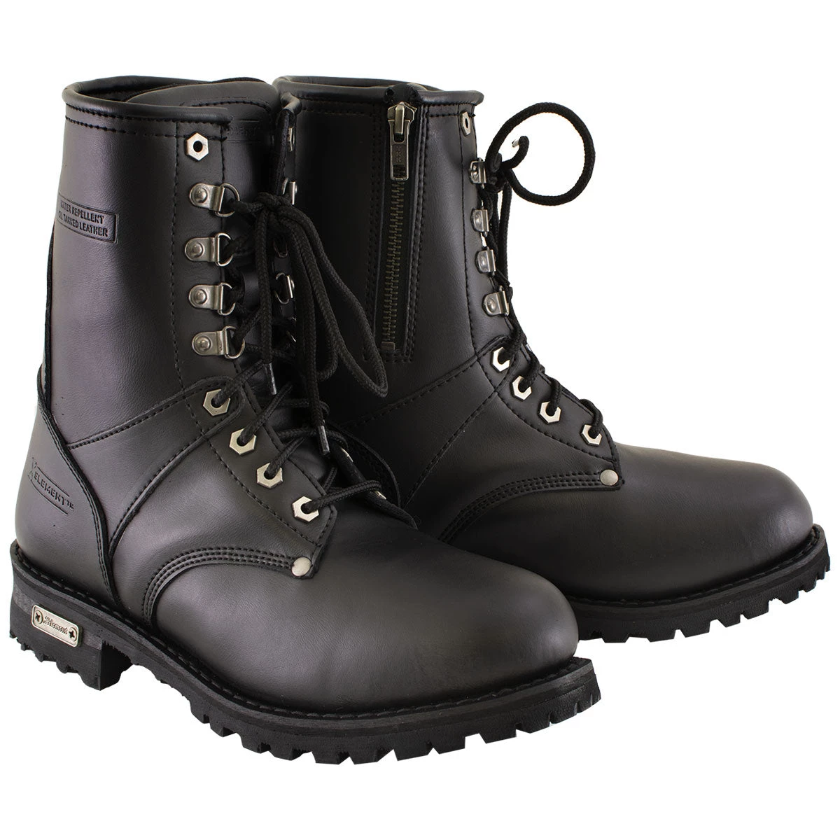 Xelement Footwear Riding Gear Xelement 1446 Men's 'Vigilant' Black Leather Logger Boots With Inside Zipper