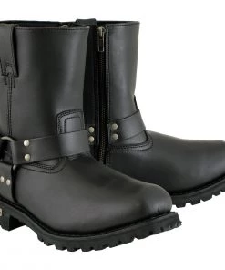 Xelement Footwear Xelement 1502 Men's 'Killa' Black Leather Zippered Harness Motorcycle Boots