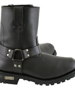 Xelement Footwear Xelement 1502 Men's'Killa' Black Leather Zippered Harness Motorcycle Boots