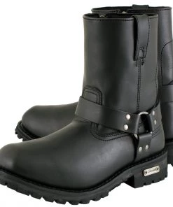 Xelement Footwear Xelement 1502 Men's'Killa' Black Leather Zippered Harness Motorcycle Boots