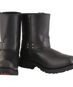 Xelement Footwear Xelement 1502 Men's'Killa' Black Leather Zippered Harness Motorcycle Boots