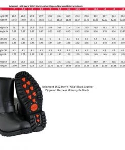 Xelement Footwear Xelement 1502 Men's'Killa' Black Leather Zippered Harness Motorcycle Boots