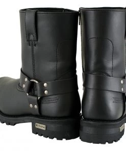 Xelement Footwear Xelement 1502 Men's'Killa' Black Leather Zippered Harness Motorcycle Boots