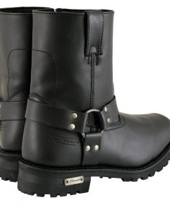 Xelement Footwear Xelement 1502 Men's'Killa' Black Leather Zippered Harness Motorcycle Boots