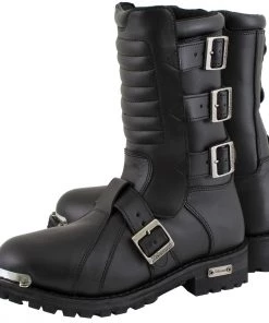 Xelement Footwear Xelement 1503 Men's Black'Executioner' Leather Motorcycle Boots