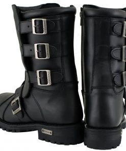 Xelement Footwear Xelement 1503 Men's Black'Executioner' Leather Motorcycle Boots