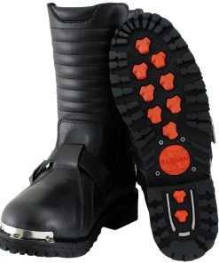 Xelement Footwear Xelement 1503 Men's Black'Executioner' Leather Motorcycle Boots