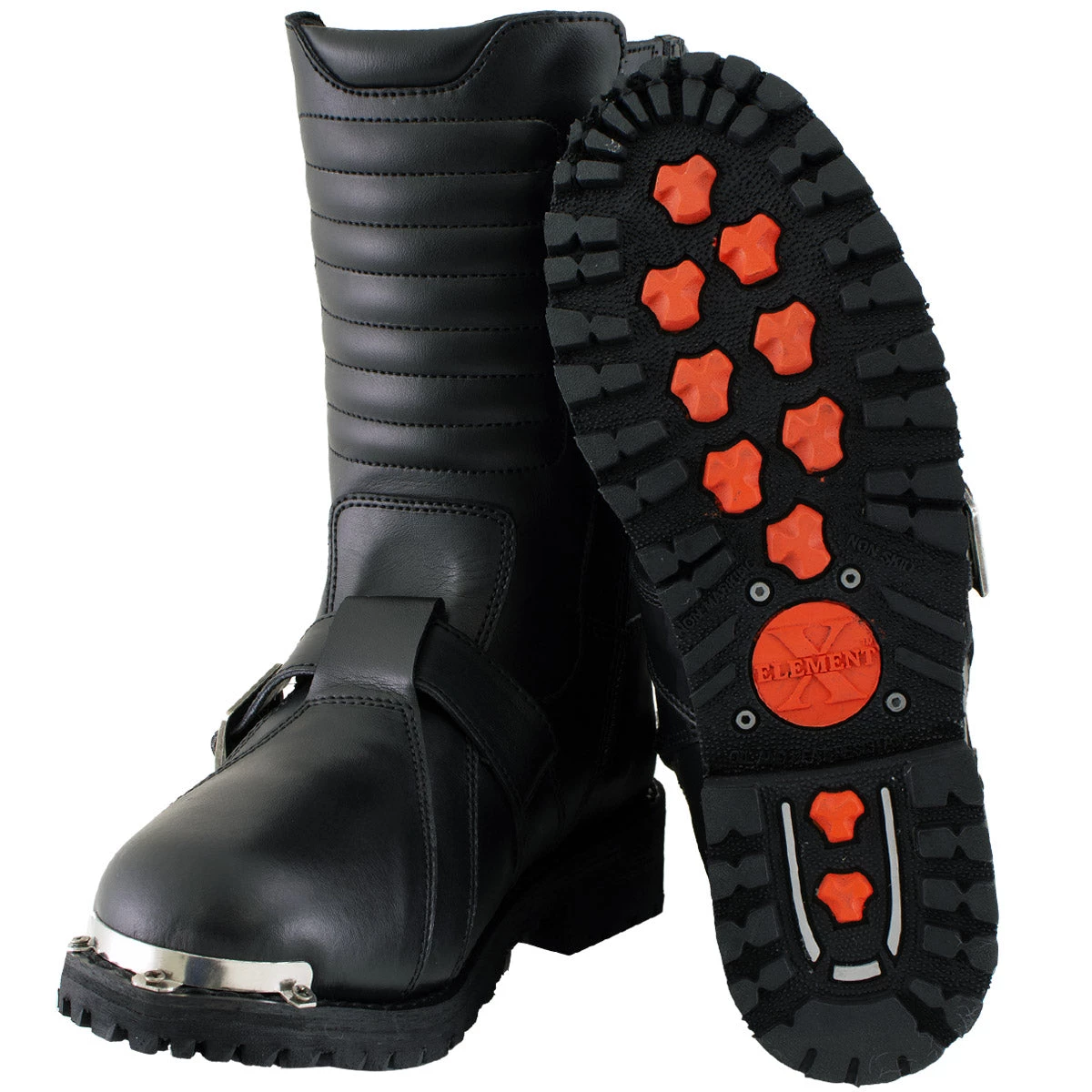 Xelement Footwear Xelement 1503 Men's Black 'Executioner' Leather Motorcycle Boots