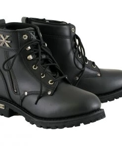 Xelement Footwear Riding Gear Xelement 1505 Men's 'Sprocket' Black Leather Advanced Lace-Up Motorcycle Boots