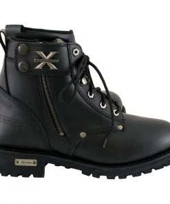 Xelement Footwear Riding Gear Xelement 1505 Men's'Sprocket' Black Leather Advanced Lace-Up Motorcycle Boots