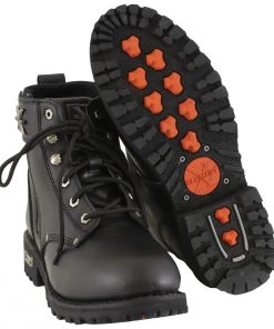 Xelement Footwear Riding Gear Xelement 1505 Men's'Sprocket' Black Leather Advanced Lace-Up Motorcycle Boots