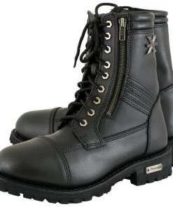 Xelement Footwear Riding Gear Xelement 1506 Men's'Impact' Black Leather Lace-Up Motorcycle Biker Boots