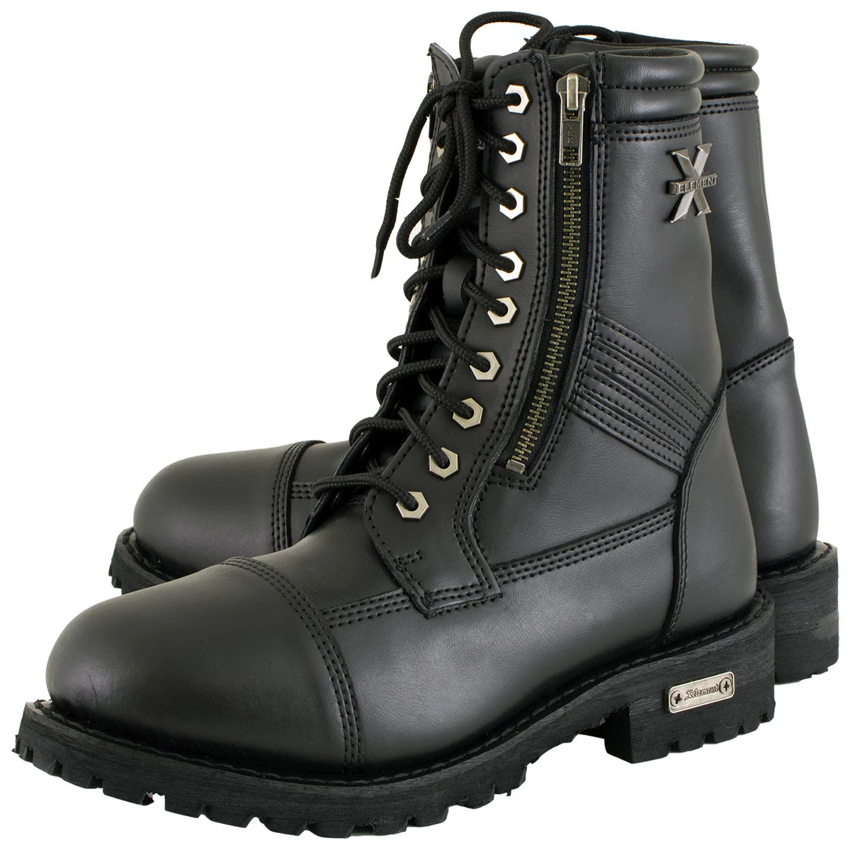 Xelement Footwear Riding Gear Xelement 1506 Men's 'Impact' Black Leather Lace-Up Motorcycle Biker Boots