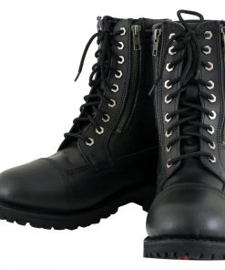 Xelement Footwear Riding Gear Xelement 1506 Men's'Impact' Black Leather Lace-Up Motorcycle Biker Boots