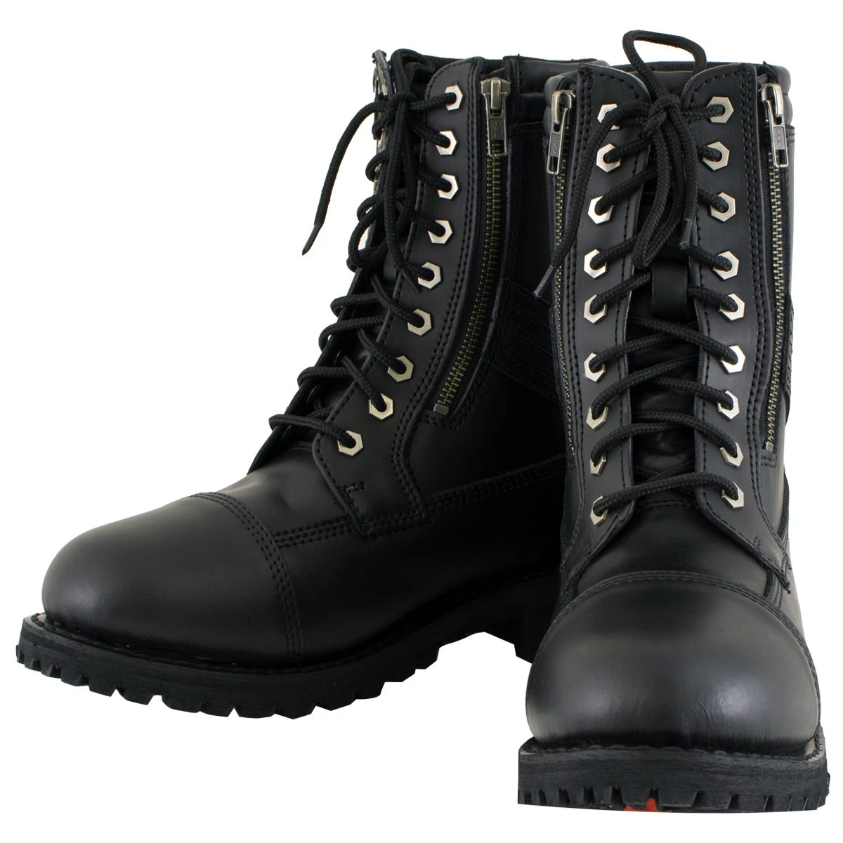 Xelement Footwear Riding Gear Xelement 1506 Men's 'Impact' Black Leather Lace-Up Motorcycle Biker Boots