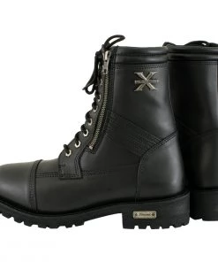 Xelement Footwear Riding Gear Xelement 1506 Men's'Impact' Black Leather Lace-Up Motorcycle Biker Boots