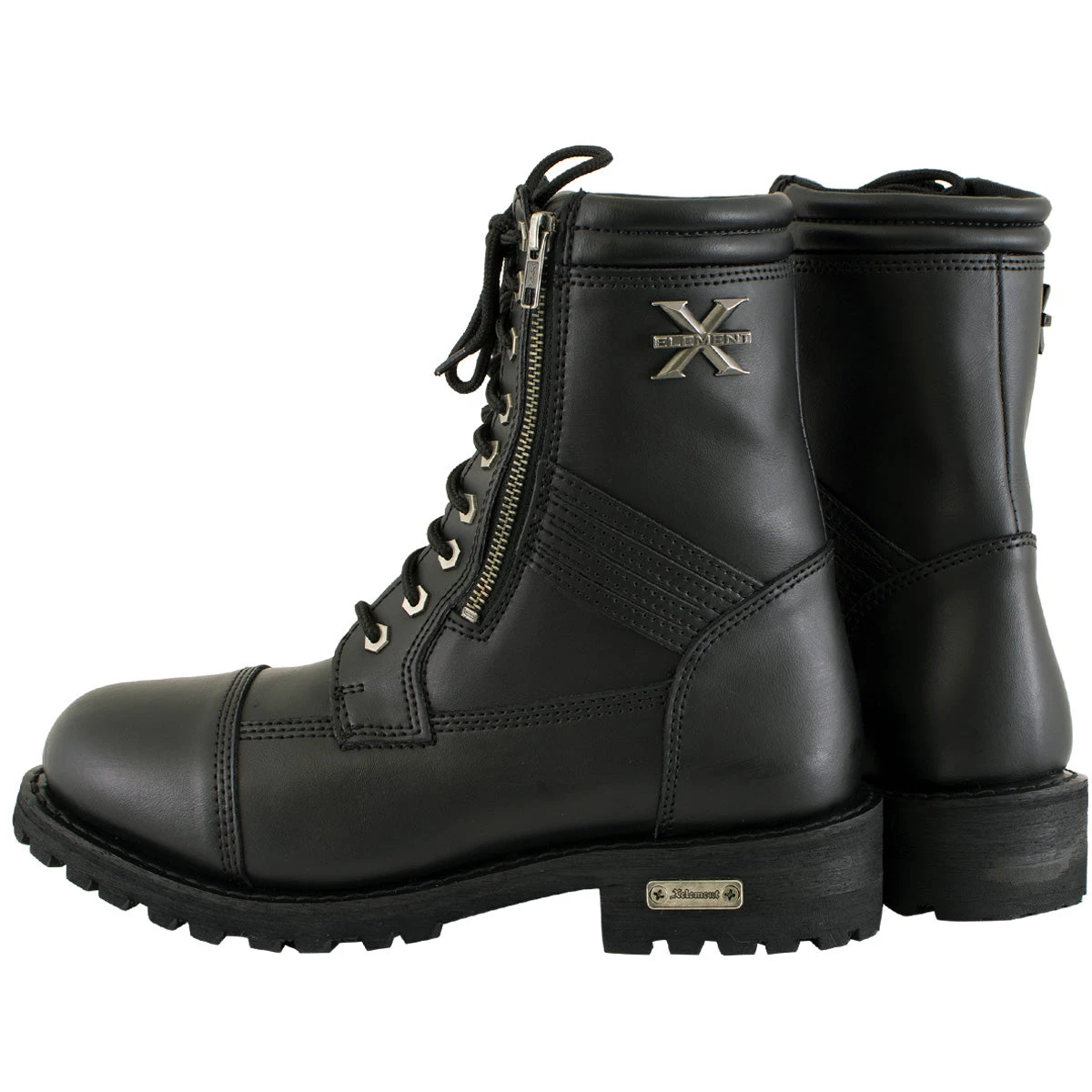 Xelement Footwear Riding Gear Xelement 1506 Men's 'Impact' Black Leather Lace-Up Motorcycle Biker Boots